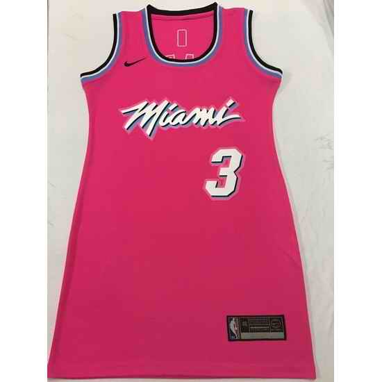 Women Miami Heat 3 Dwyane Wade Dress Stitched Jersey Pink